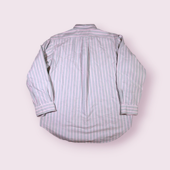 Polo Ralph Lauren Thick Button Up Down Front White Shirt Teal Strip Size 16 - 32 - Picture 8 of 8